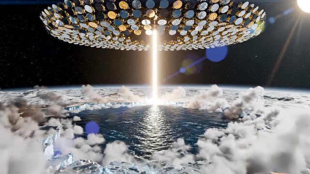 Cinematic Time Lapse of Orbital Mirrors Melting Icy Exoplanet Surface to Reveal Subsurface Ocean in Deep Space
