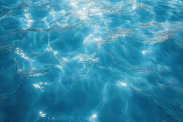 Obraz premium sunlit turquoise water surface with shimmering ripples, calm and serene mood