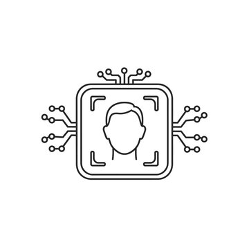 Artificial Intelligence Chip with Human Head.