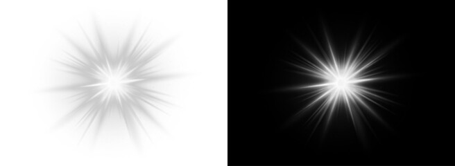 White Light Burst PNG Overlay with Transparent Background and Shining Rays