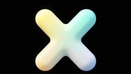 3D X or Cross Icon with Modern Pastel Color Gradient on Black Background