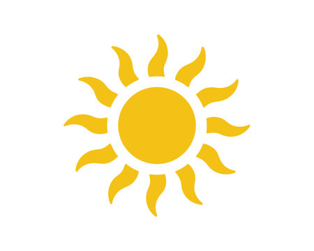Bright minimalist sun with rays - flat design illustration