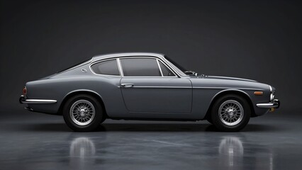 Elegant Grey Classic Sports Car Side View