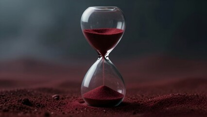 Hourglass with Red Sand on Volcanic Dust