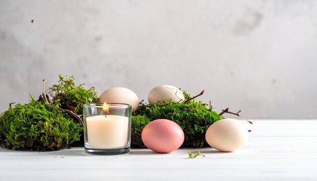 Nat&uuml;rliche Osterdeko mit Moos und Eiern