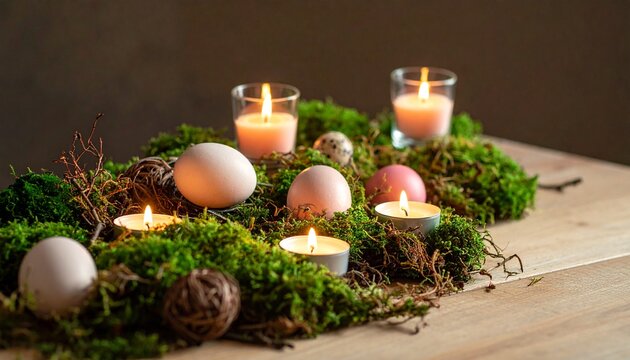 Nat&uuml;rliche Osterdeko mit Moos und Eiern