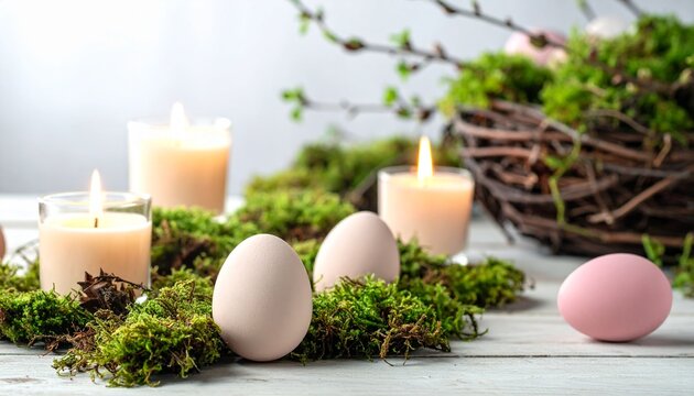 Nat&uuml;rliche Osterdeko mit Moos und Eiern