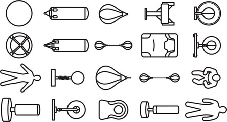 Fototapeta premium An abstract array of graphic icons of diverse shape and design. These intricate outlines offer versatility for various applications. 