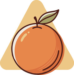 Vector orange icon with leaf on triangle background