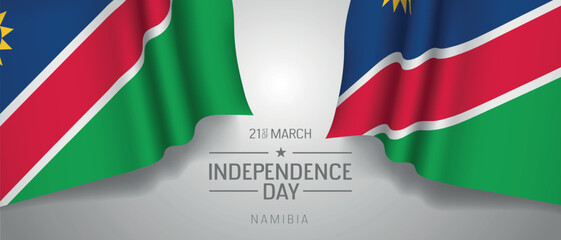 Obraz premium Namibia happy independence day greeting card, banner with template text vector illustration