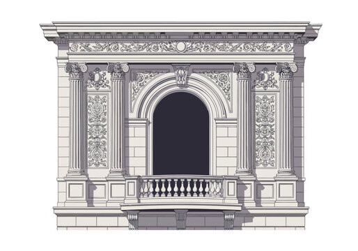 Detailed Architectural Ornate Archway Structure.