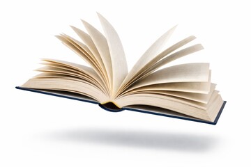 Fototapeta premium Hardcover Book Floating with Pages Turning on White Background