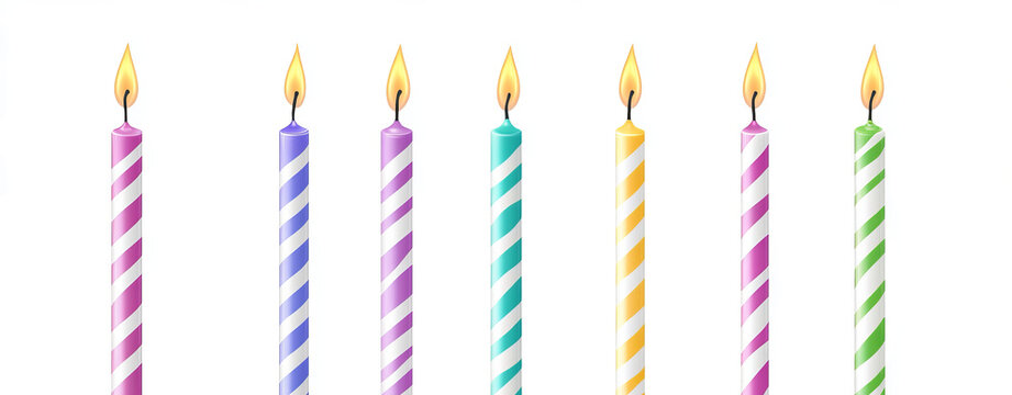 set of birthday candles isolated on a transparent  background, 