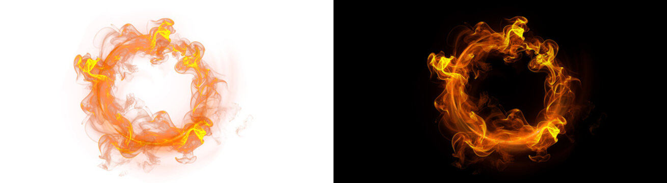 PNG image of&nbsp;A dynamic, abstract, glowing ring of orange, yellow, and red fiery smoke or energy swirling circularly with bright ethereal light on transparent background. on transparent background