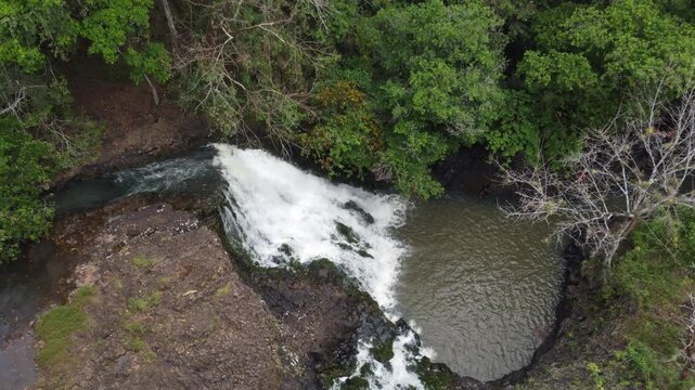 Aerial Drone Footage of Chorro Quebrado Waterfall in La Chorrera Panama Tropical Nature Landscape, Cinematic aerial drone footage of Chorro Quebrado waterfall located in La Chorrera, Panama.