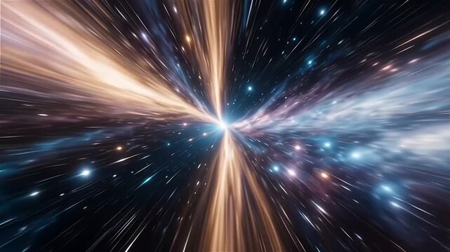 Interdimensional Gateway with Stars and Light Trails in Cosmic Space Scene