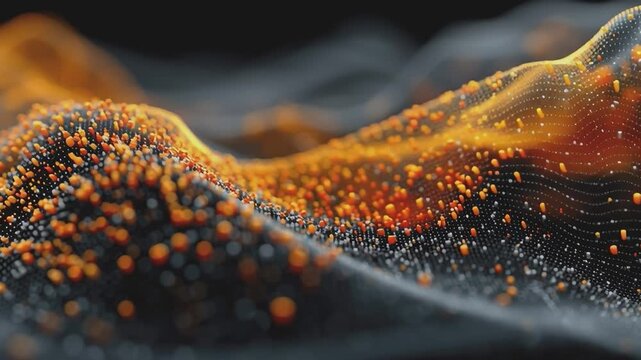 Abstract Digital Flowing Particles: This image captures a dynamic and intricate display of digitally rendered particles. It evokes a sense of fluid movement and interconnectedness.