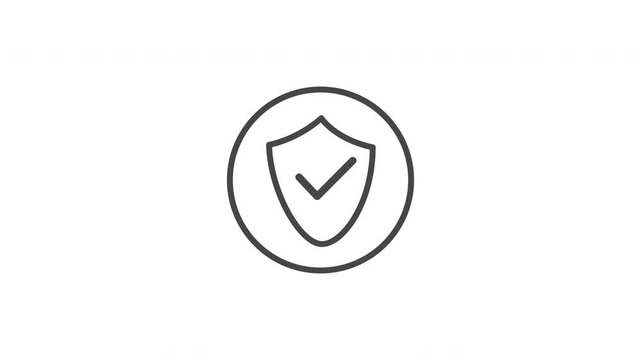 Animated shield icon with a check mark. A symbol of protection and safety. Design for websites and applications