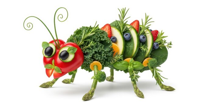 Creative vegetable caterpillar, healthy eating concept