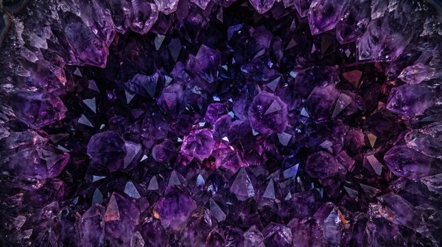Interior Macro View of Massive Purple Amethyst Crystal Geode Cave