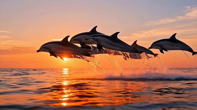 DolphinsLeapingatSunset