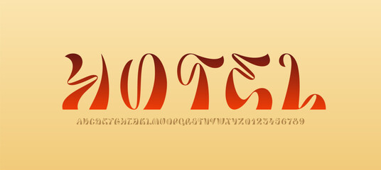 Art font alphabet made art deco, nouveau style, letters from A to Z and numbers from 0 to 9, vector illustration 10EPS. © marooshka