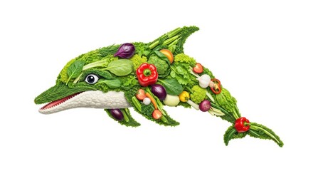 Fototapeta premium Dolphin made of vegetables, healthy eating concept