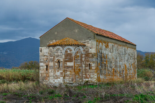 San Parteo Church or San Perteo Church (Chapelle de San-Parteo) a Pisan-Romanesque church in Corsica, France. Historical monument.