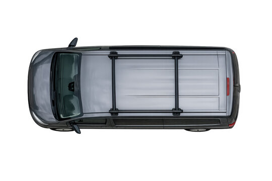 Silver delivery van with roof rack top view