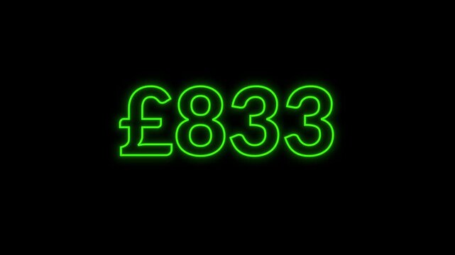 United Kingdom currency counter rising from zero to one thousand on black background