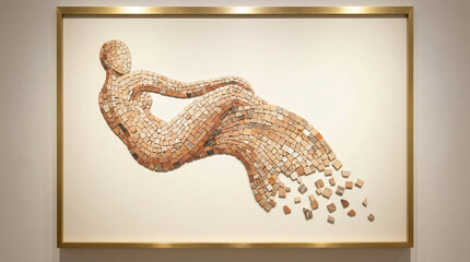 Abstract Mosaic Woman Body Dissolving Tiles Skin Tones Art