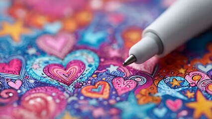 Obraz premium Colorful Doodle with Liner Pen on Intricate Vibrant Background
