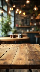 A cosy restaurant with wooden tables and soft lighting creates a warm, welcoming atmosphere.
Suitable as a backdrop for promotional materials for establishments, events  