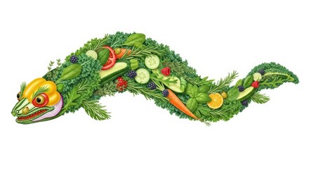 Fototapeta premium Vegetable Chameleon Art: Healthy Eating Concept