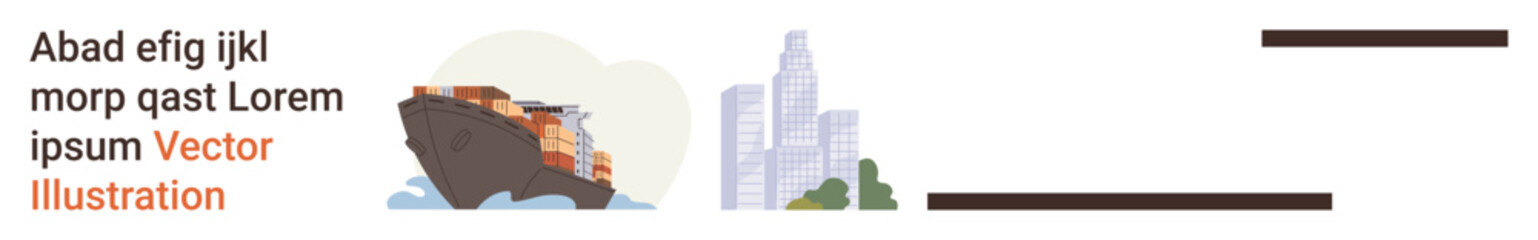 International trade, urban growth, infrastructure, logistics, global economy, transportation. Cargo ship in water and modern city skyline. International trade and urban growth © robu_s