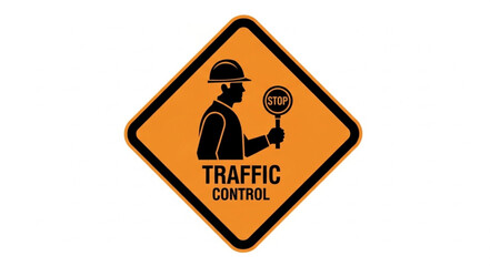 Obraz premium Traffic Control Sign with Worker.