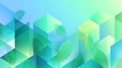 Minimalist Green Template for Seasonal Card Design with Leaves