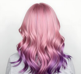 Naklejka premium Women's Hairstyle with Soft pink to purple transition color theme