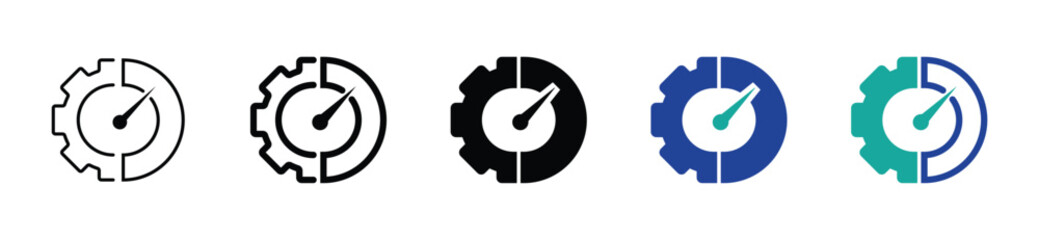 Gear Timer Icon Set with Clock Symbol Vector Collection