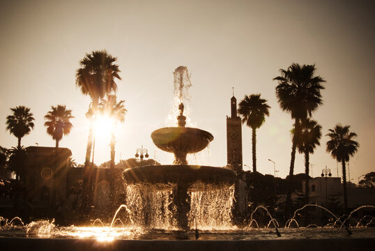 fountain in the public square, Tangier, Morocco  