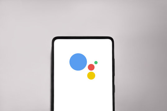 Google Assistant logo on a smartphone device. Link&ouml;ping, &Ouml;sterg&ouml;tland, Sweden 02-24-2026.