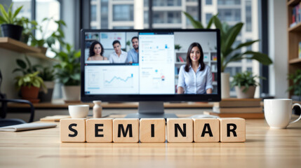 Obraz premium Career development seminar and distance learning workshop provide academic certification and training for growth through remote education program and expert lecture session for worker success
