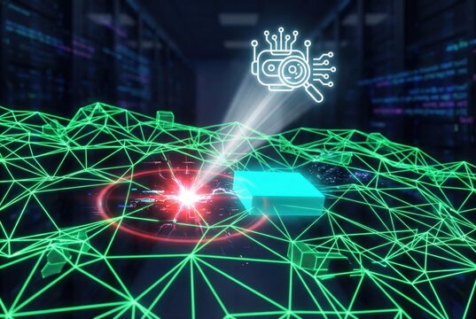 AI debugger scanning and patching bugs in a neon source code lattice