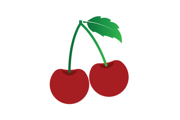 cherry fruit icon, fresh food of cherry icon, cherry with leaf icon,