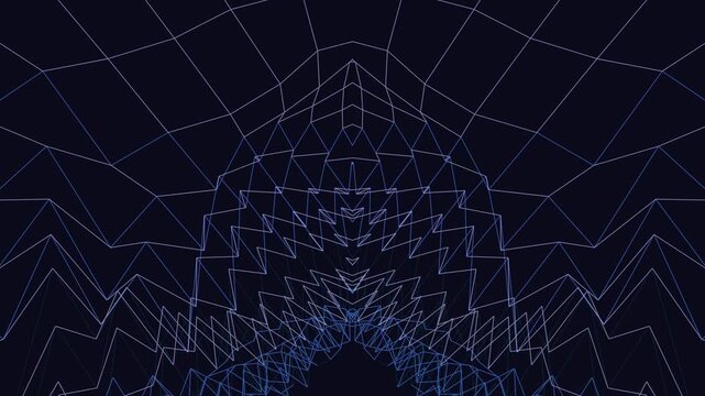 Abstract Blue Geometric Wireframe Grid on Dark Background