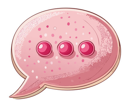 Illustration of a pink textured speech bubble for romantic conversation and feminine blog comment section icons in web design
