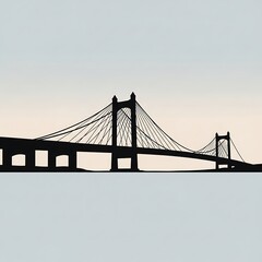 Obraz premium Silhouette of a suspension bridge.