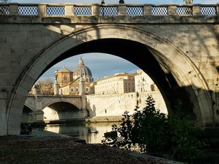 Ponte Sant Angelo, Tiber River, Rome, Italy.