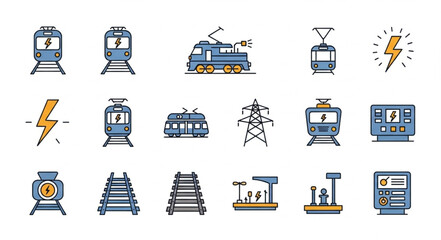 Collection of transportation and energy icons. © Kimpling