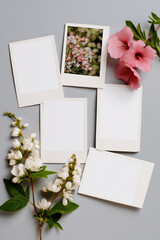 Template for a collage of five photos. white background, 